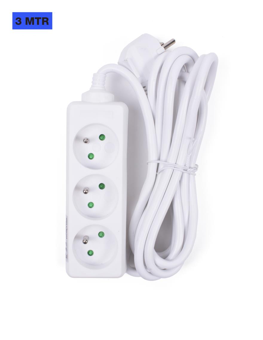 Steckdosenleiste 3-fach + A-pin + 3,0 m Weiss