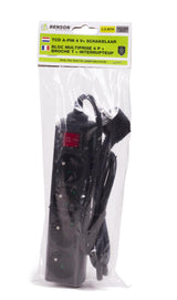Prise type E 4 voies + interrupteur 1,5 m noir
