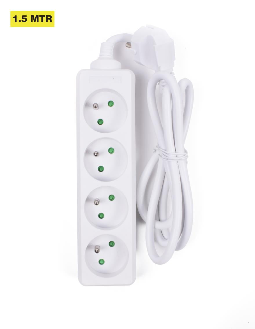 Stekkerdoos A-pin 4-voudig + 1.5 mtr wit
