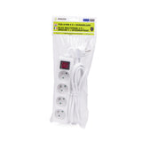 Steckdosenleiste 4-fach + A-pin + Schalter + 3 m Weiss