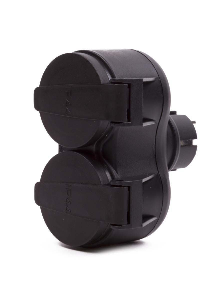 Steckdosenadapter 2-fach + SK + Deckel schwarz