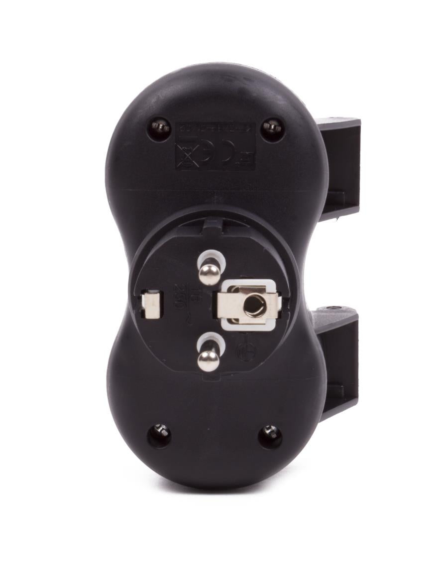 Steckdosenadapter 2-fach + SK + Deckel schwarz
