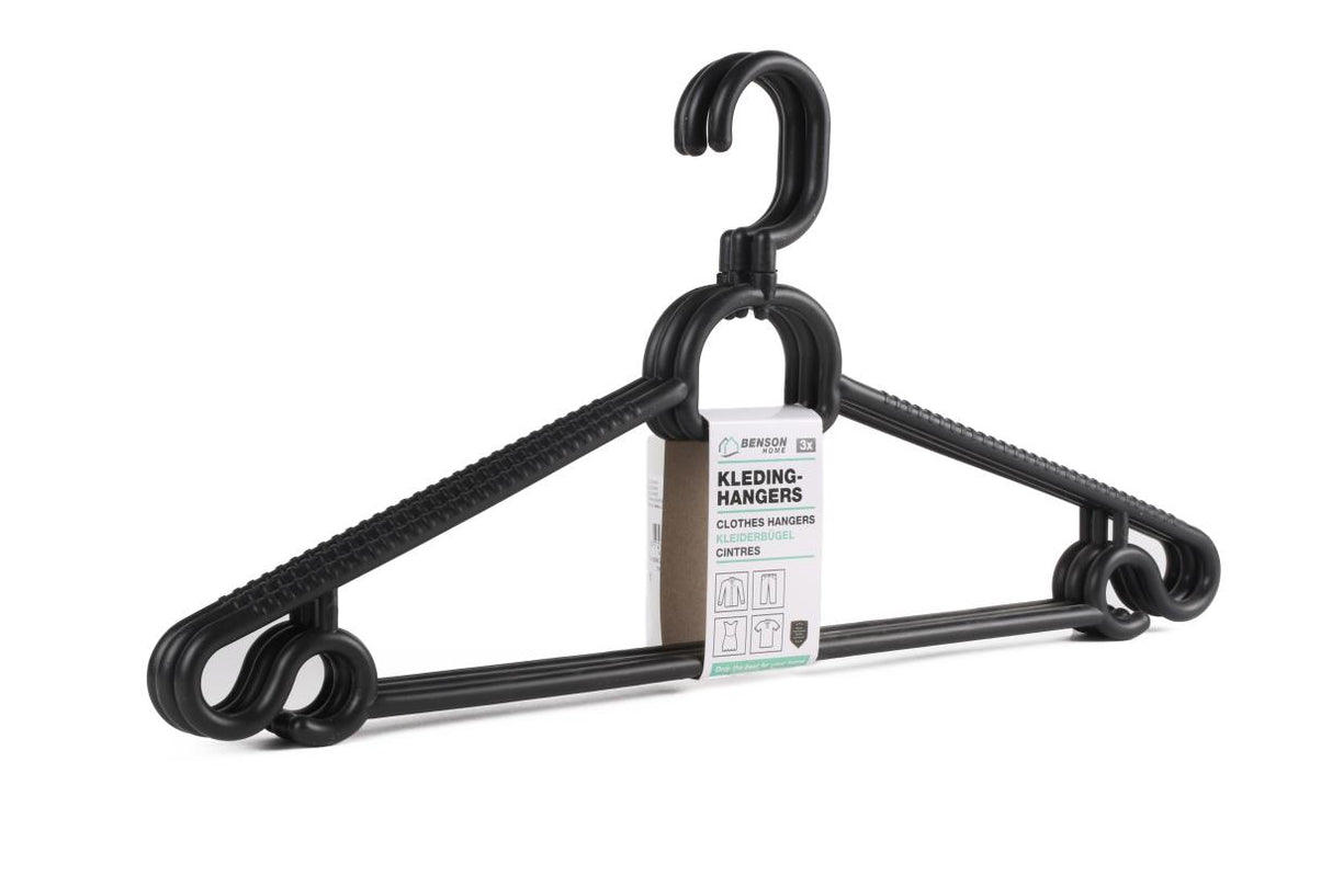 Clothes hangers 3 pcs black