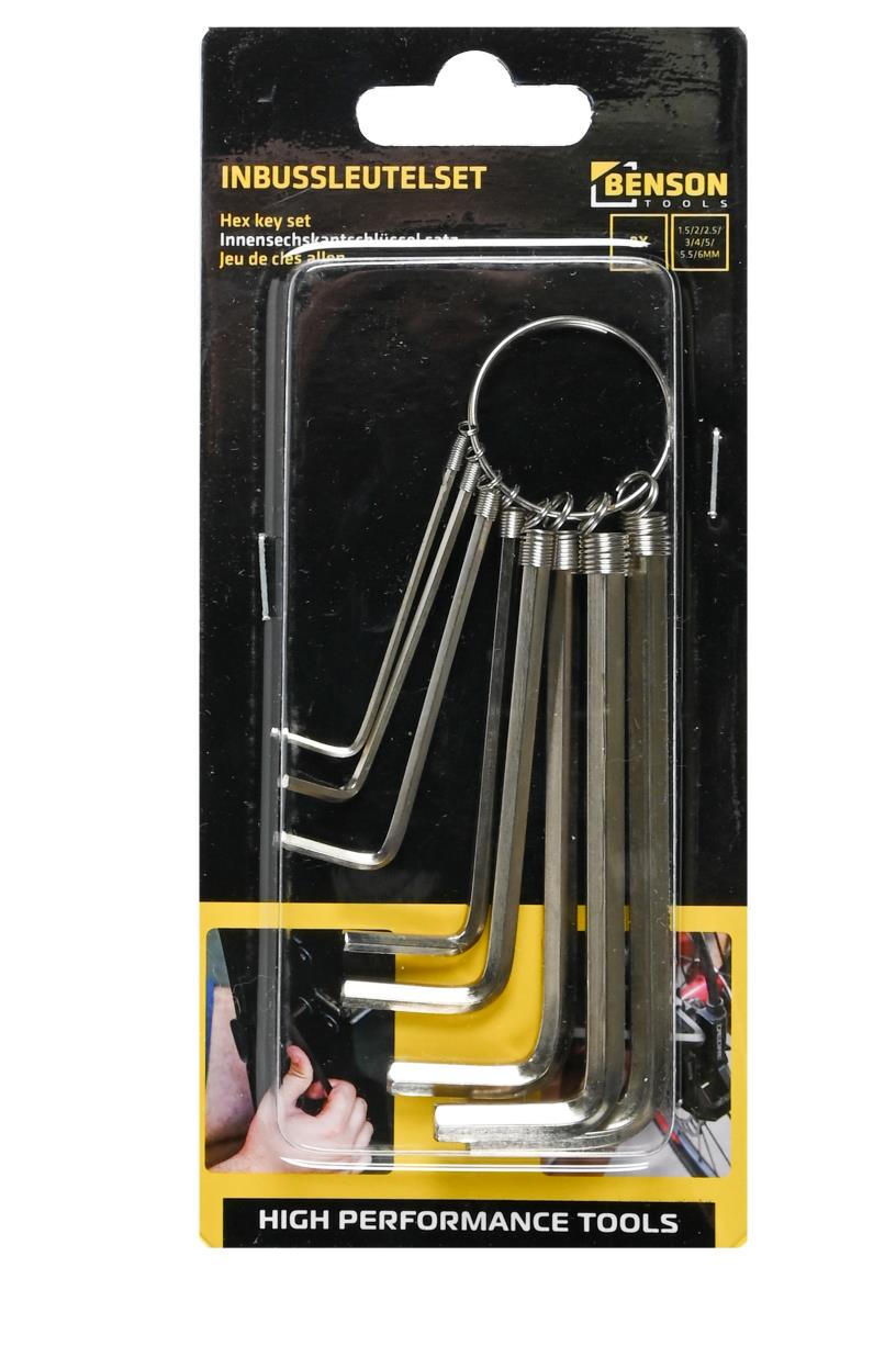 Hex key wrench set 8 pcs ring 1.5-6.0 mm