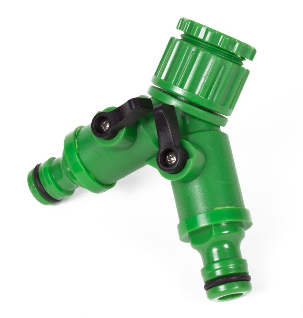 Raccord rapide tuyau 2-voies 1/2-3/4" action