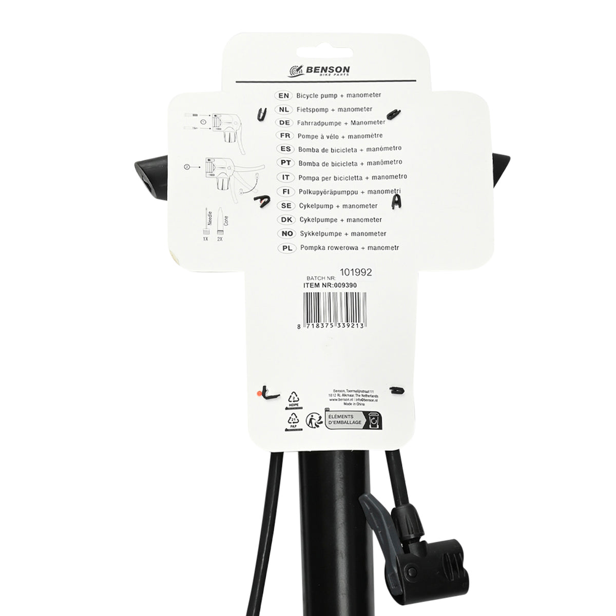 Fietspomp + manometer actie