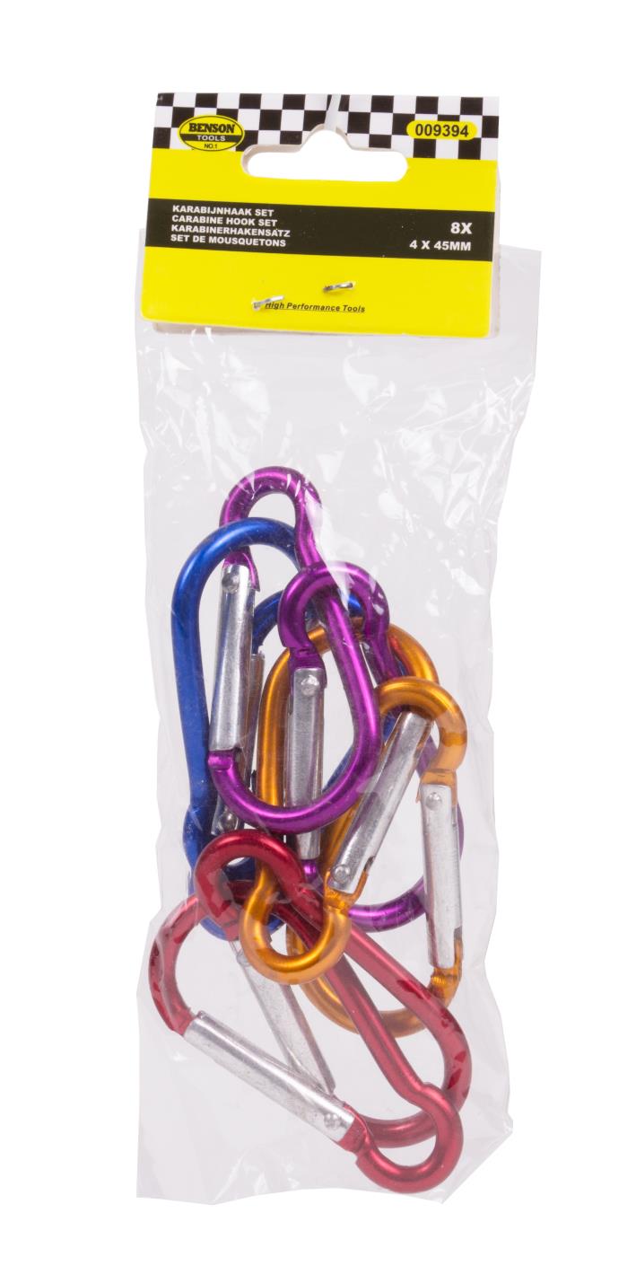 Carabiner hooks set 8 pcs 4 x 45 mm