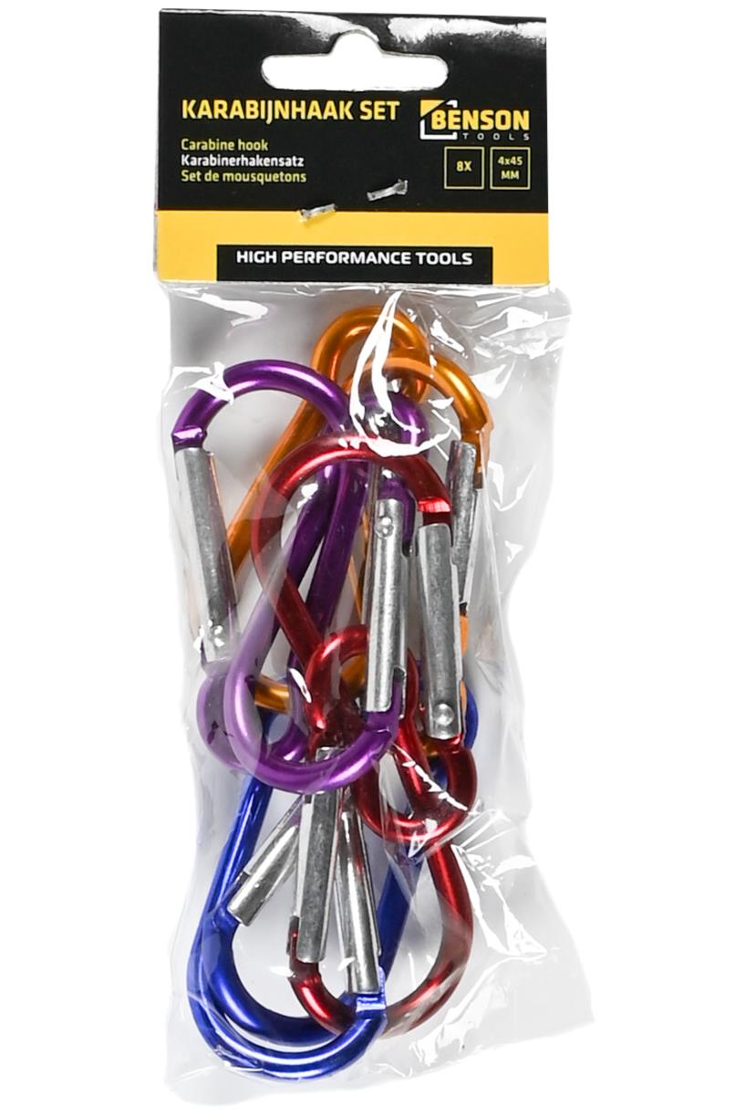 Carabiner hooks set 8 pcs 4 x 45 mm