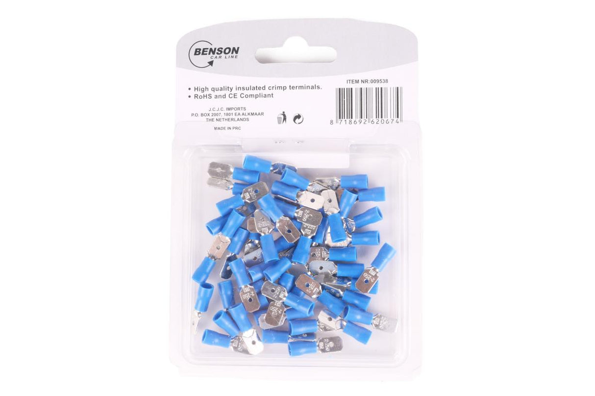 Kabelschoen 50 dlg man plat 2.5=>6.3 blauw