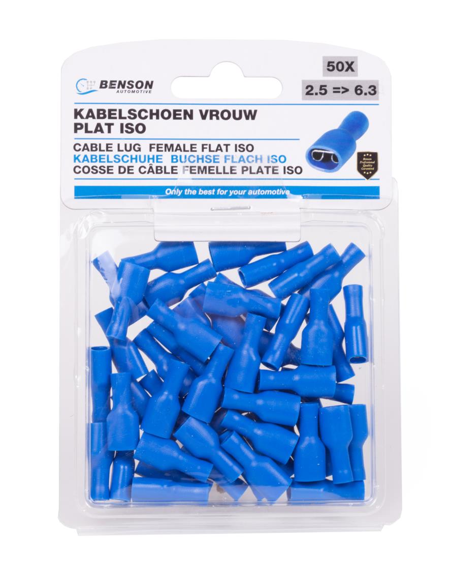 Cosse de câble 50 pcs fem. pl iso / 2.5=>6.3 bleu