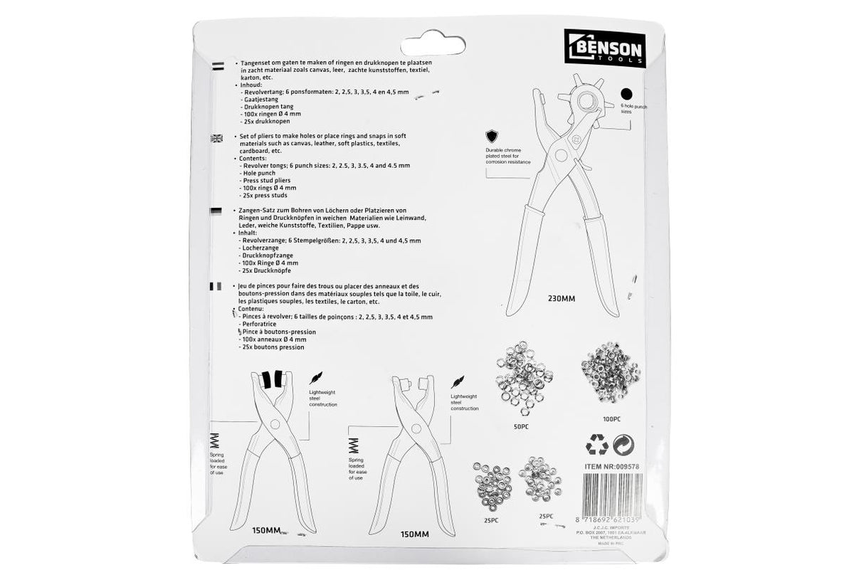 Punch pliers set 3 pcs + accessoires