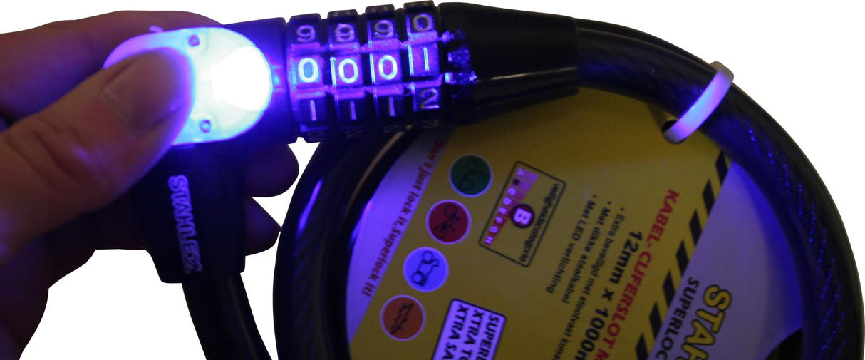 Cable- combination lock + LED Armor 12 x 1000 mm