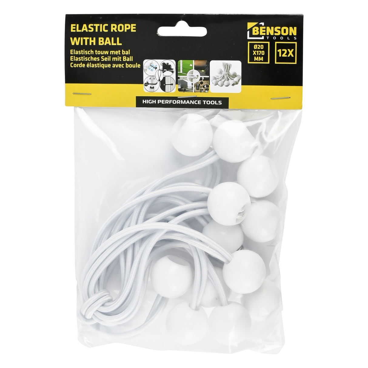 Élastique avec bille blanc 12 pcs +/- 17 cm