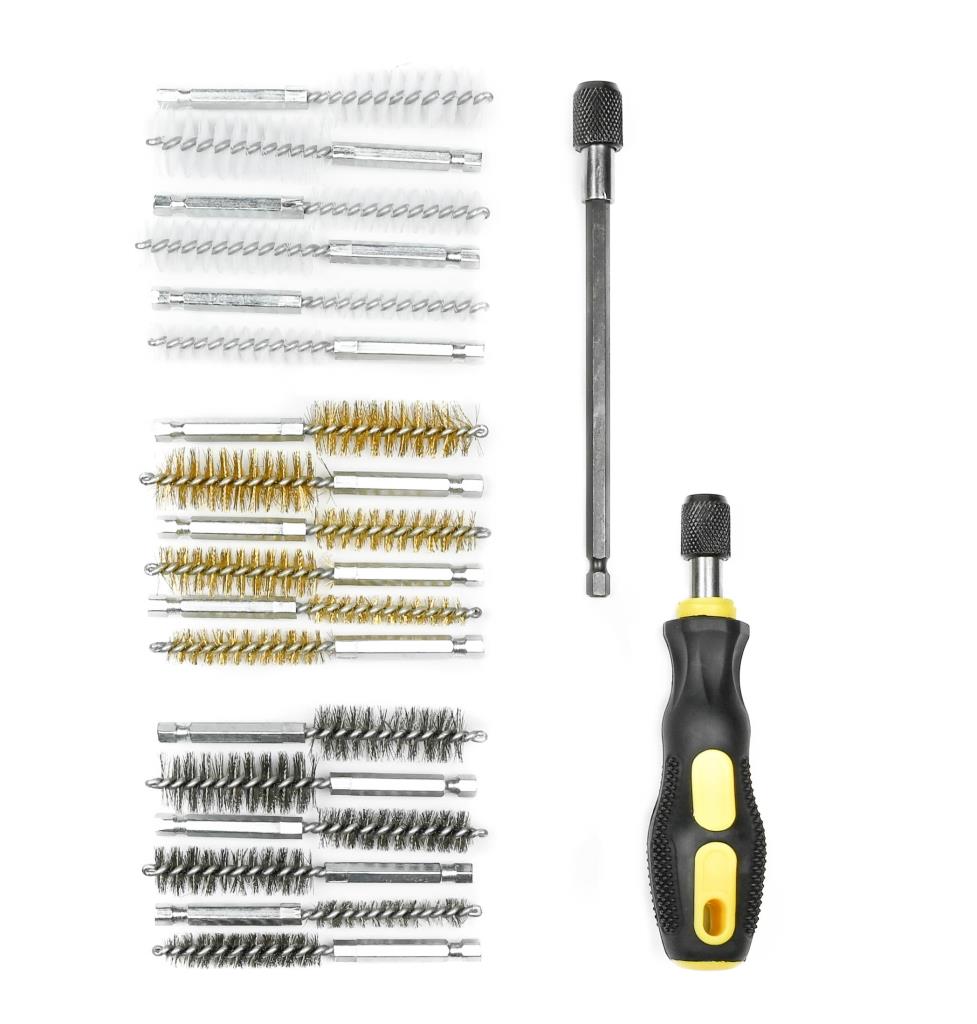 Borstel set 20 dlg nylon/staal/messing