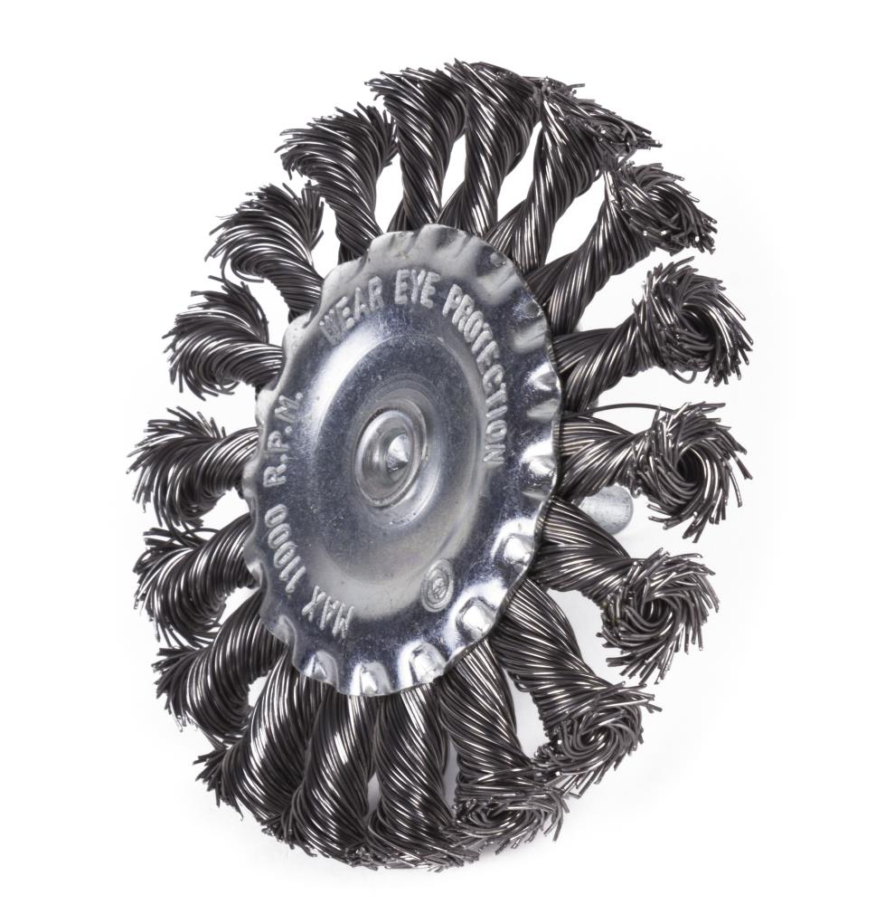 Disque de brosse en acier tordu pour perceuse 100 mm