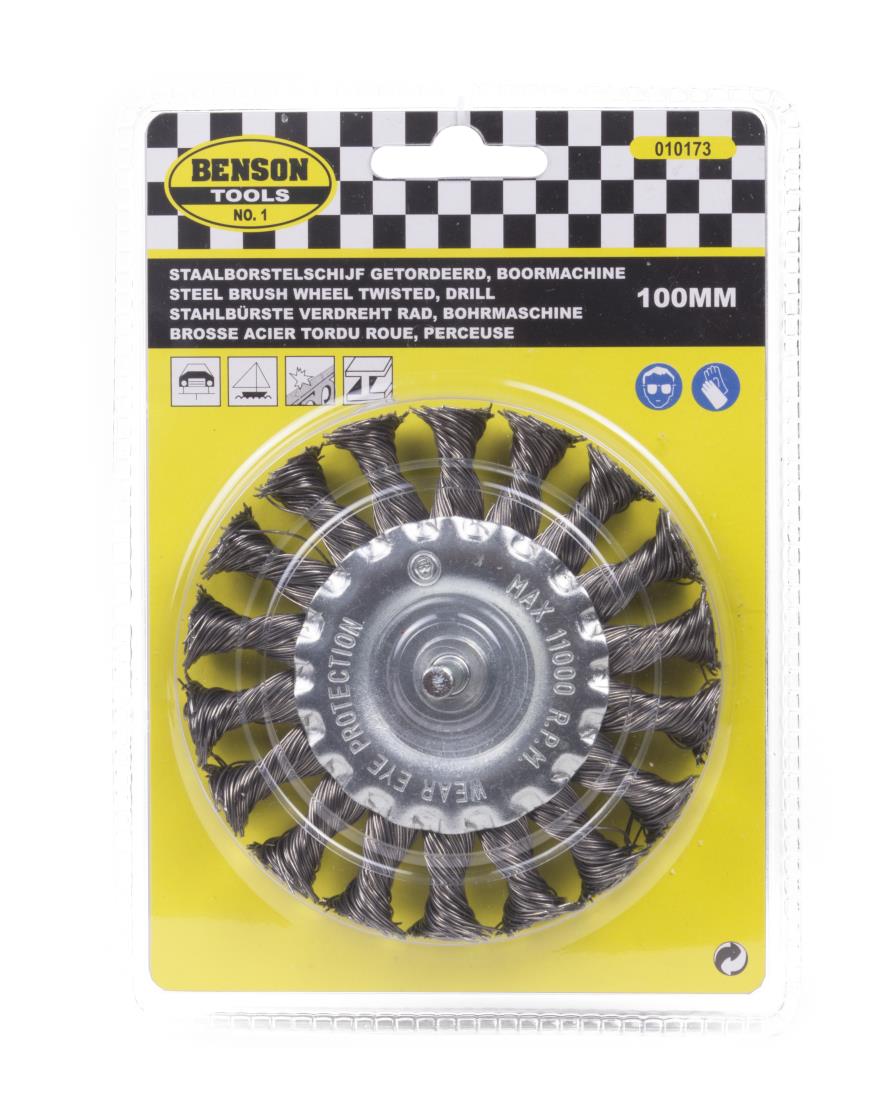 Disque de brosse en acier tordu pour perceuse 100 mm