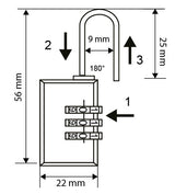 Combination padlock 22 mm