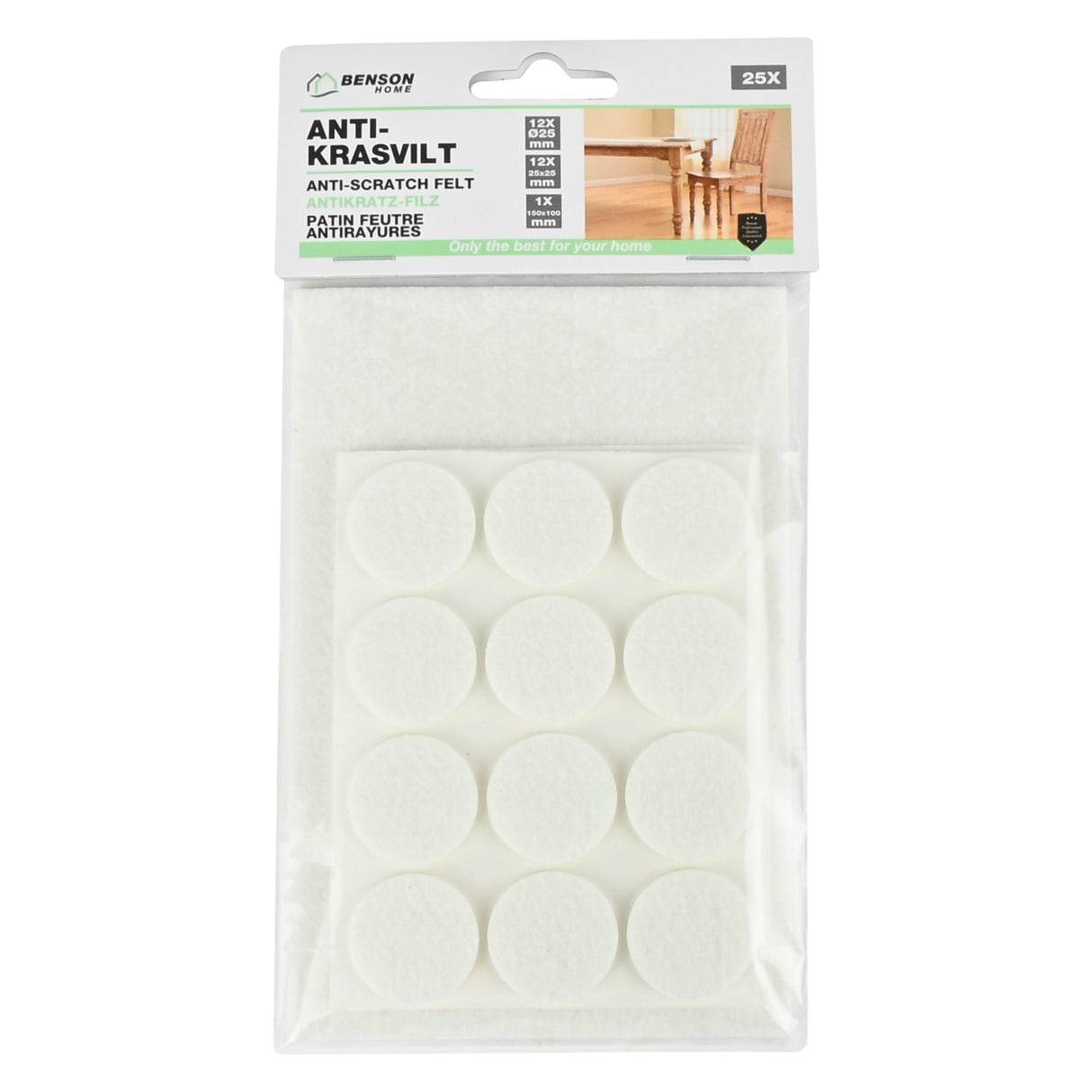 Anti-scratch felt 25 pcs white
