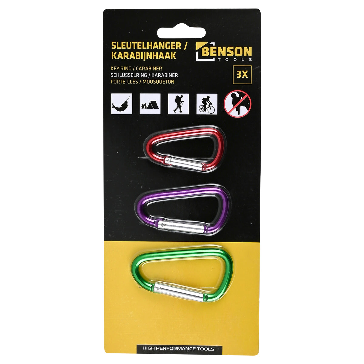 Set de mousquetons 3 pcs porte-clés