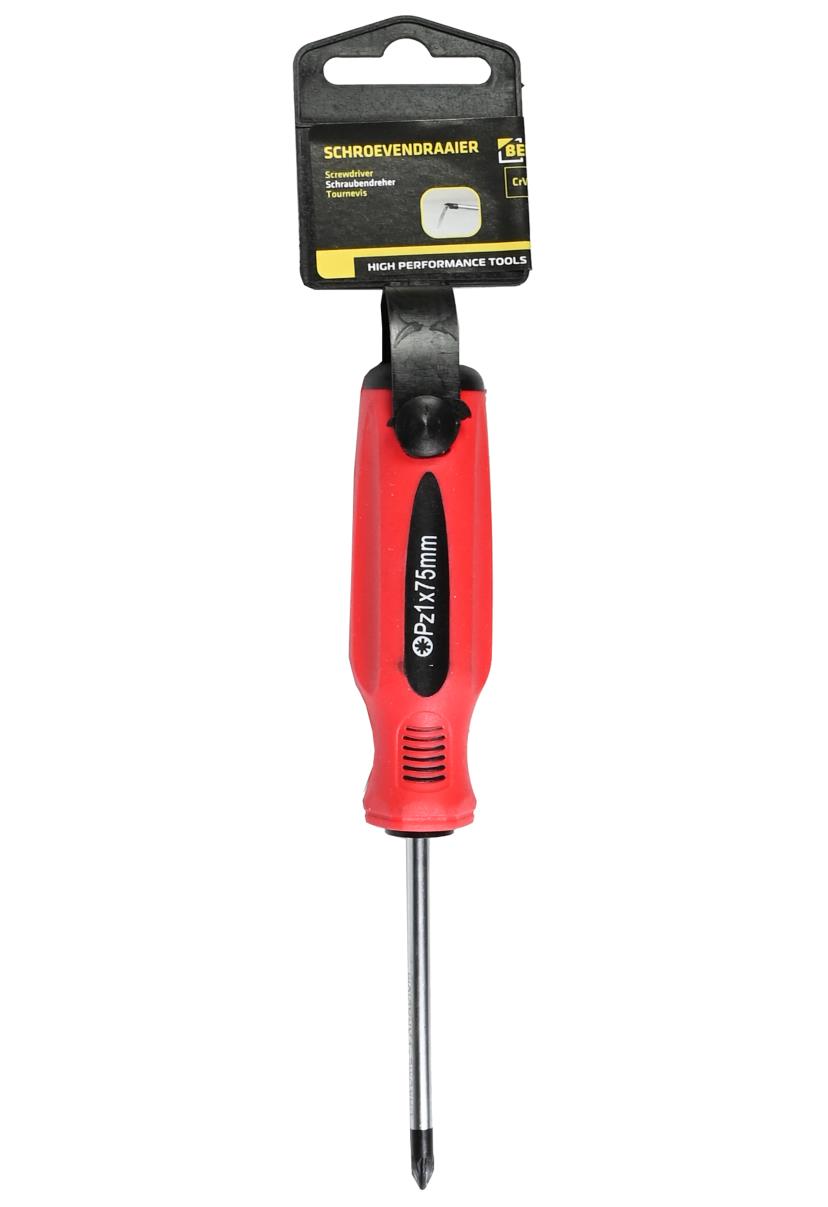 Schroevendraaier pozi PZ1 x 75 rood/zwart Cr-V