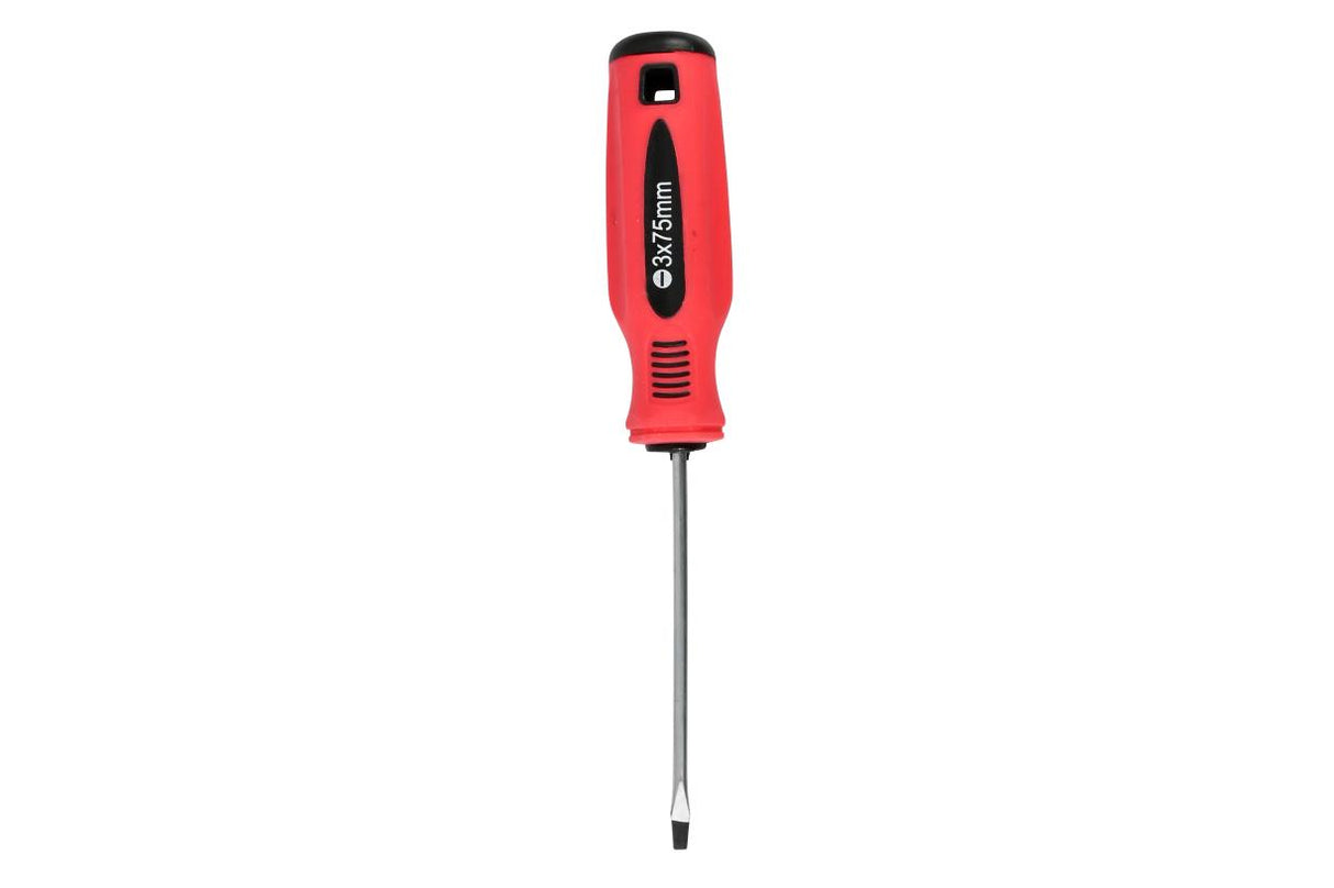 Schroevendraaier plat 3 x 75 rood/zwart Cr-V