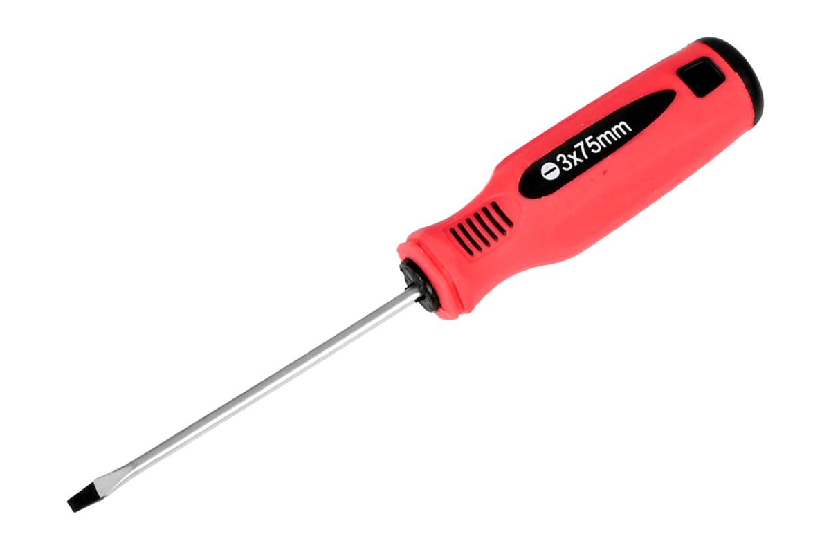 Schroevendraaier plat 3 x 75 rood/zwart Cr-V