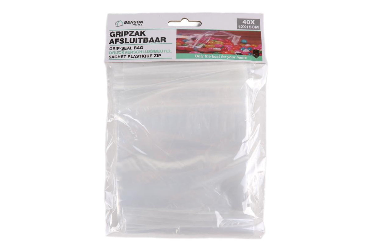 Gripzak afsluitbaar 40 dlg 12 x 15 cm