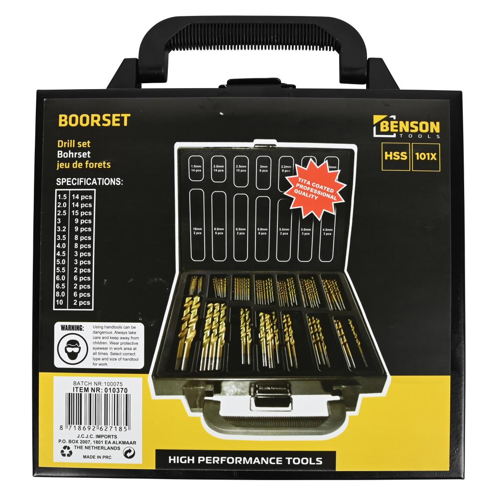 Boorset 101 dlg HSS tita coated/koffer