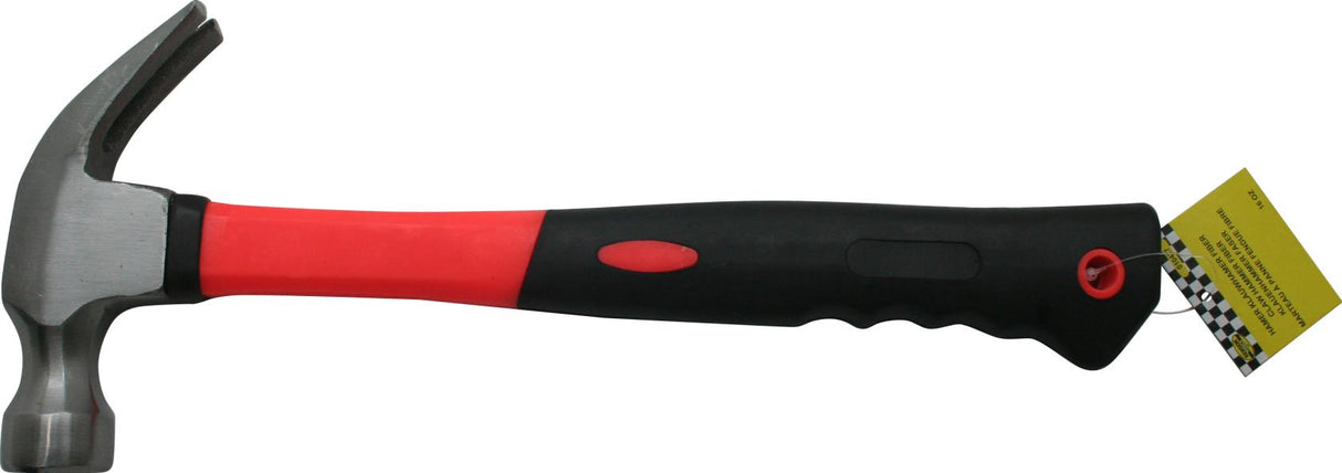 Claw hammer with fiberglass handle red/black