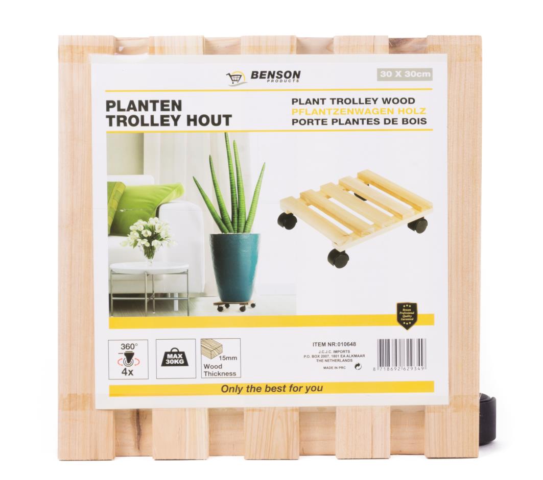 Plant trolley wood 30 x 30 cm