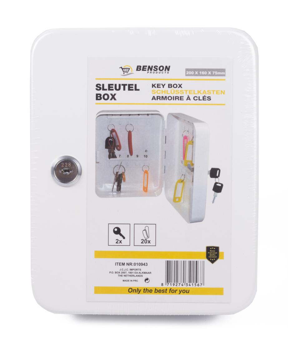Sleutelkast 20 haken wit