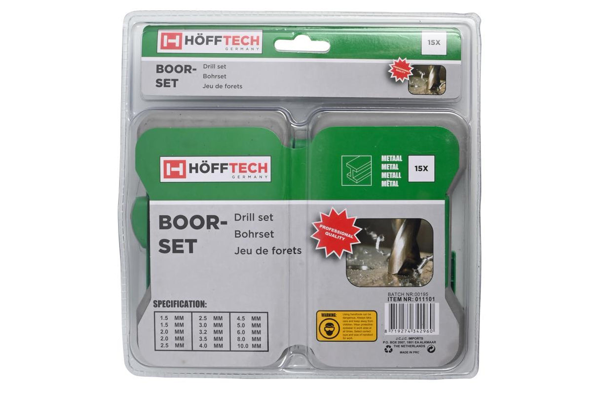 Boorset 15 dlg HSS hardcase