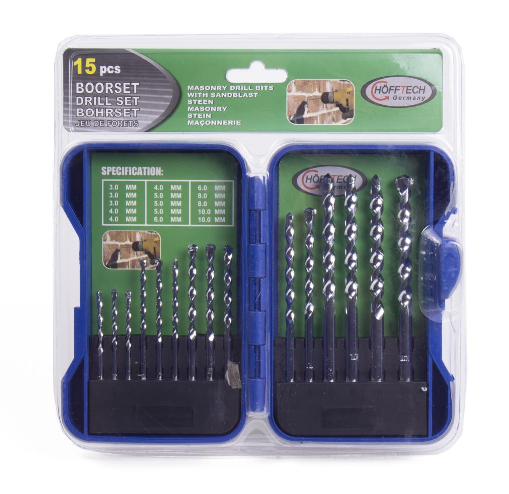Drill set 15 pcs HSS masonry hardcase