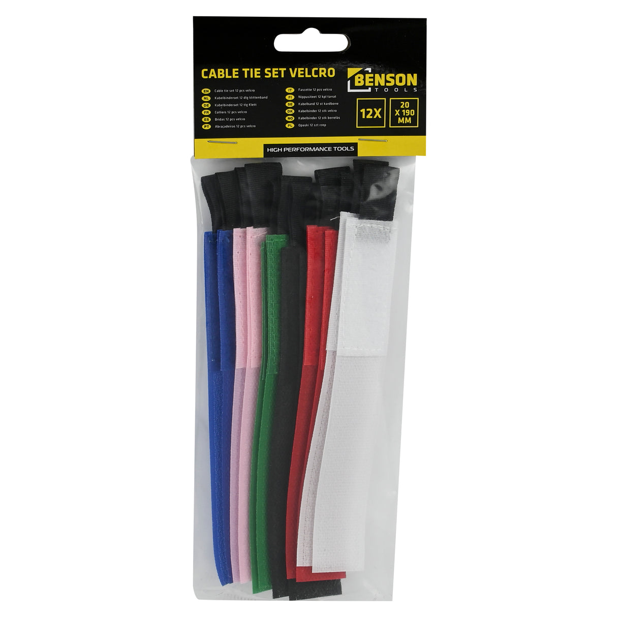 Cable binders set 12 pcs velcro