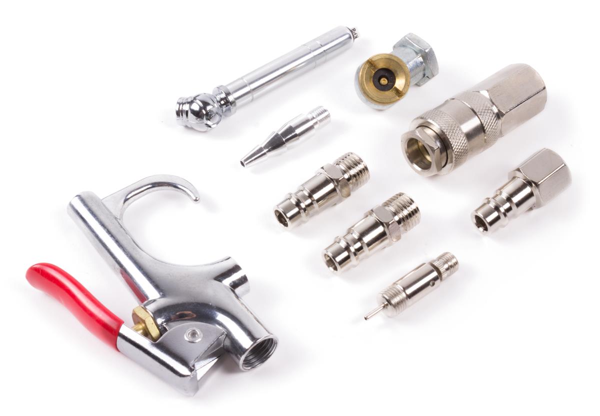 Luchtslang 8 mtr 1/4" + accessoires 10 dlg