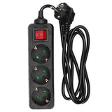 Extension socket 3-way + earth + switch 1.5 m black