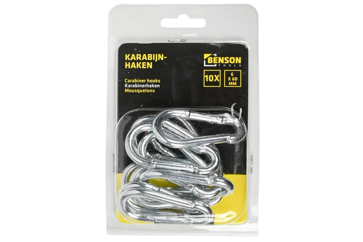 Carabiner hooks set 10 pcs 6 x 60 mm