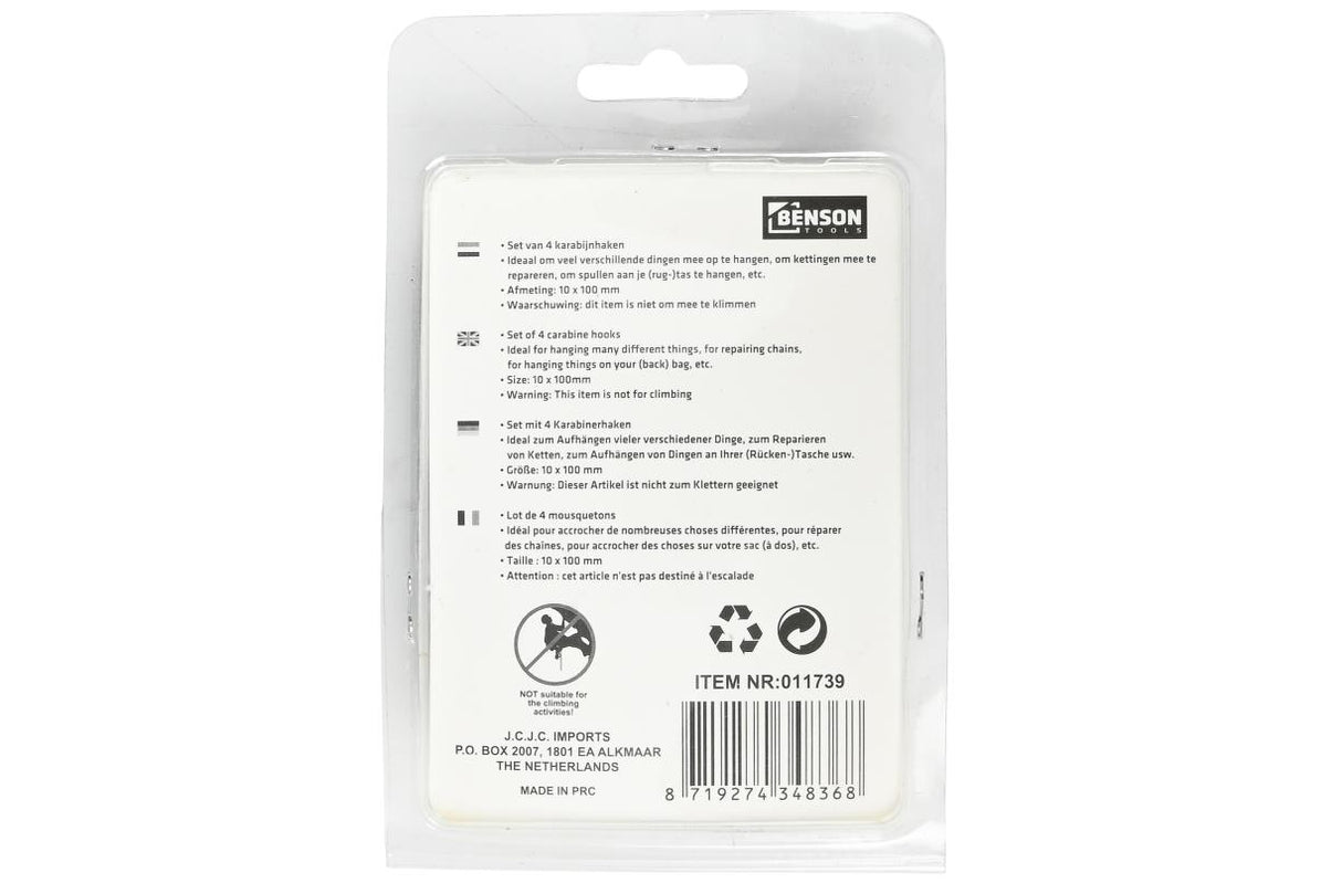 Carabiner hooks set 10 pcs 6 x 60 mm