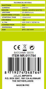 LED light bulb G45 3W E27