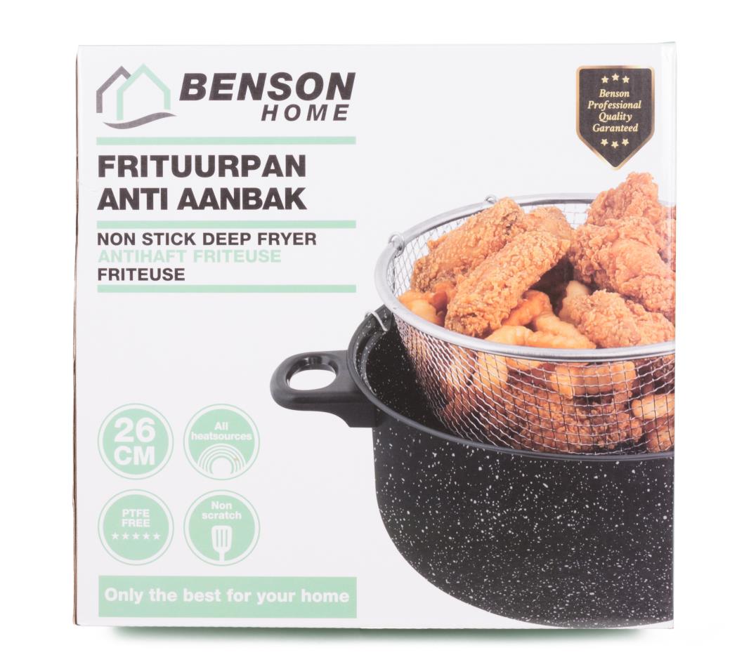 Deep fryer 26 cm marble non stick coating