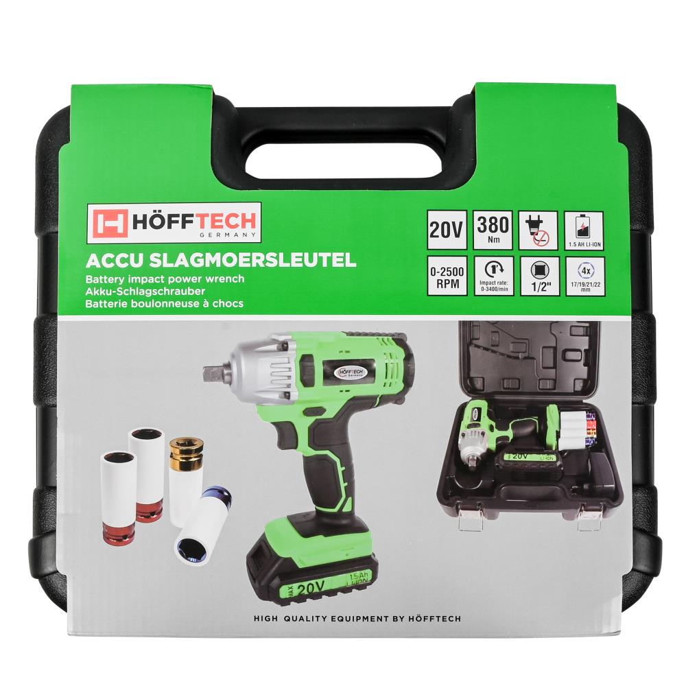 Accu slagmoersleutel 1/2" 20 v + 4 doppen