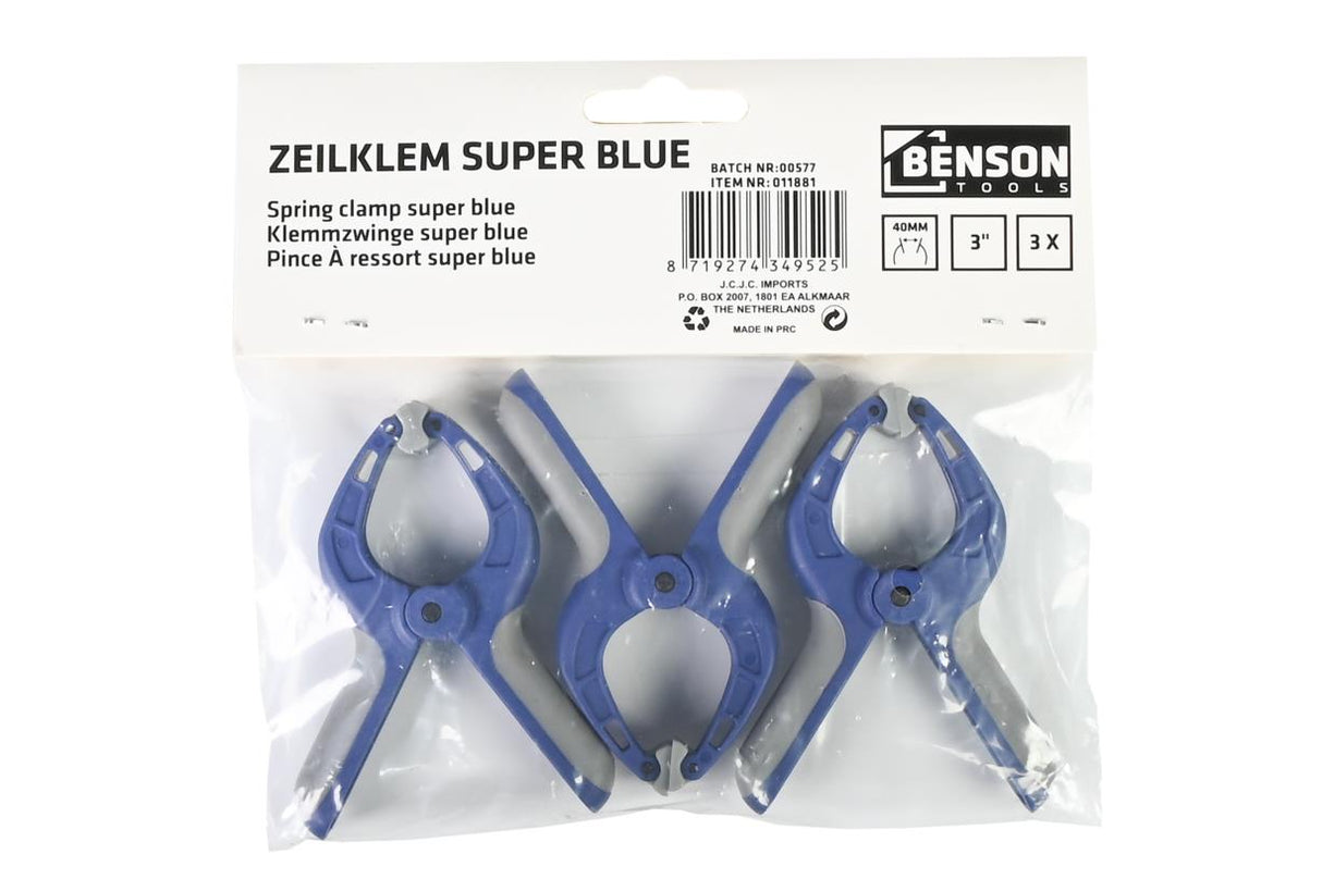 Pince à ressort 35 mm 90 mm 3 pcs super blue