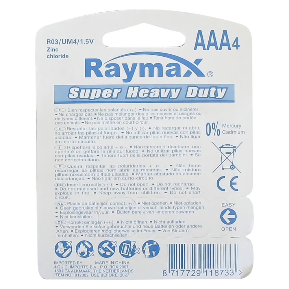 Raymax batterij AAA r03 4 dlg zink