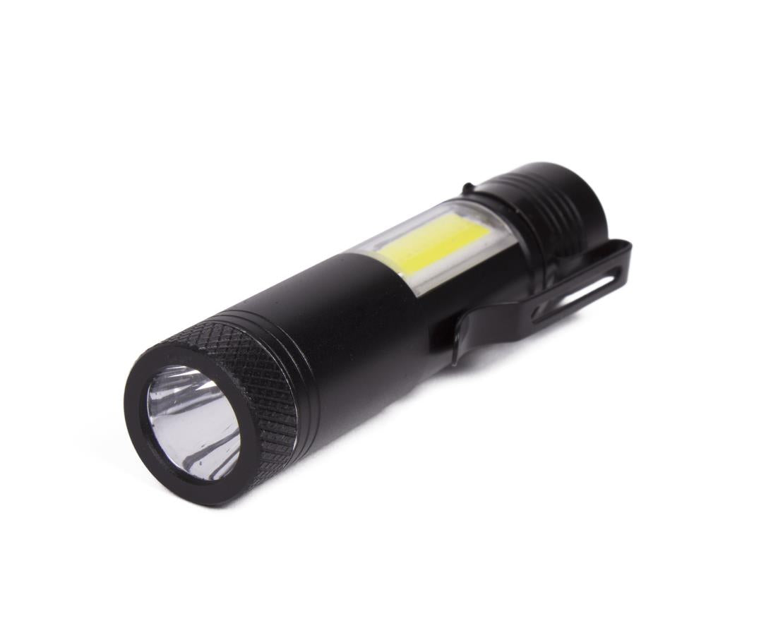 Lampe de poche LED + COB alu mini 92 x 21 mm