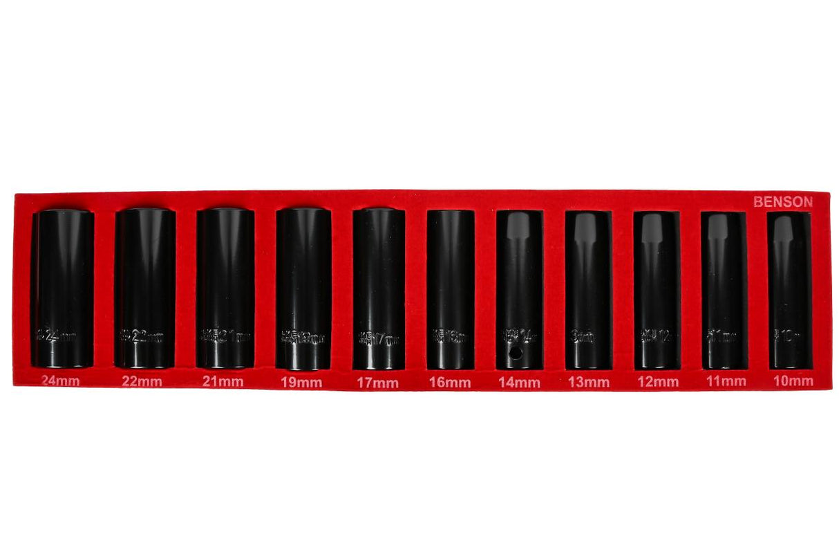 Jeu de douilles à choc 1/2 pouces 10 t/m 24 mm