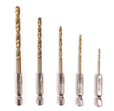 Boorset 5 dlg titan bit 4/5/6/8/10 mm