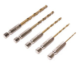 Boorset 5 dlg titan bit 4/5/6/8/10 mm
