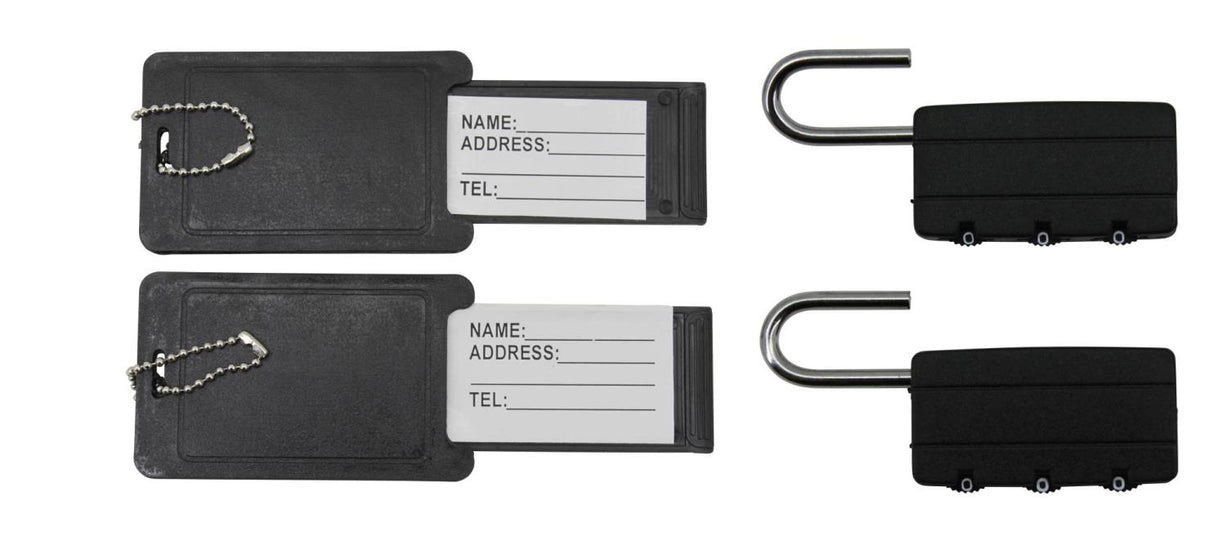 Suitcase label + padlock 4 pcs