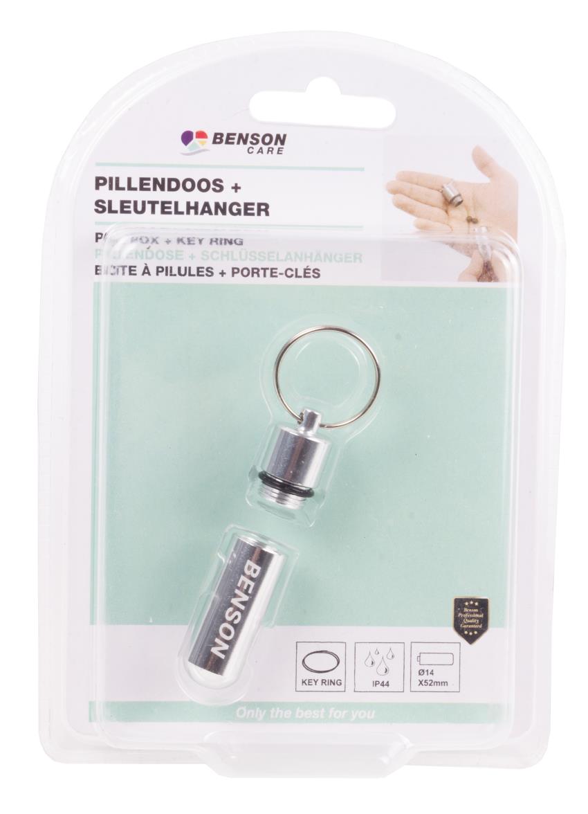 Boîte à pilules avec porte-clés 52 x ø 14 mm