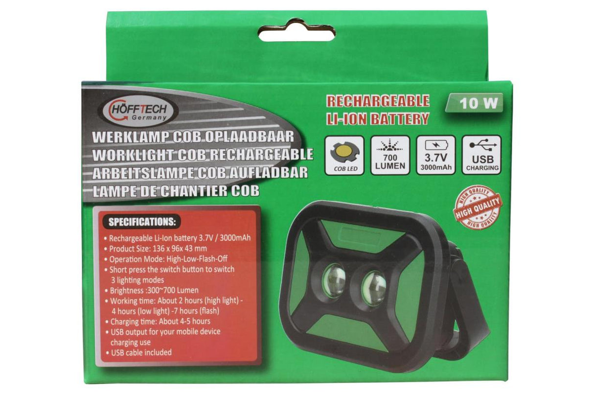 Worklight 10W COB rechargeable + powerbank 3000 mAh